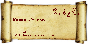 Kassa Áron névjegykártya